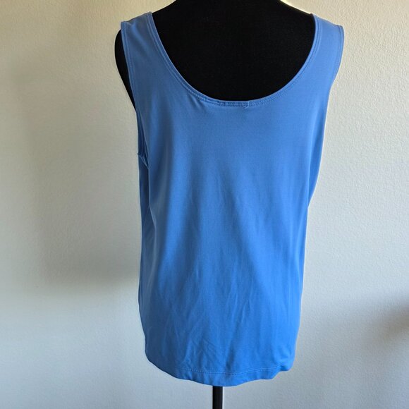 Chico's Top Tank Size 2 Blue Stretch Sleeveless Scoop Neck Nylon Spandex Large - Picture 5 of 7